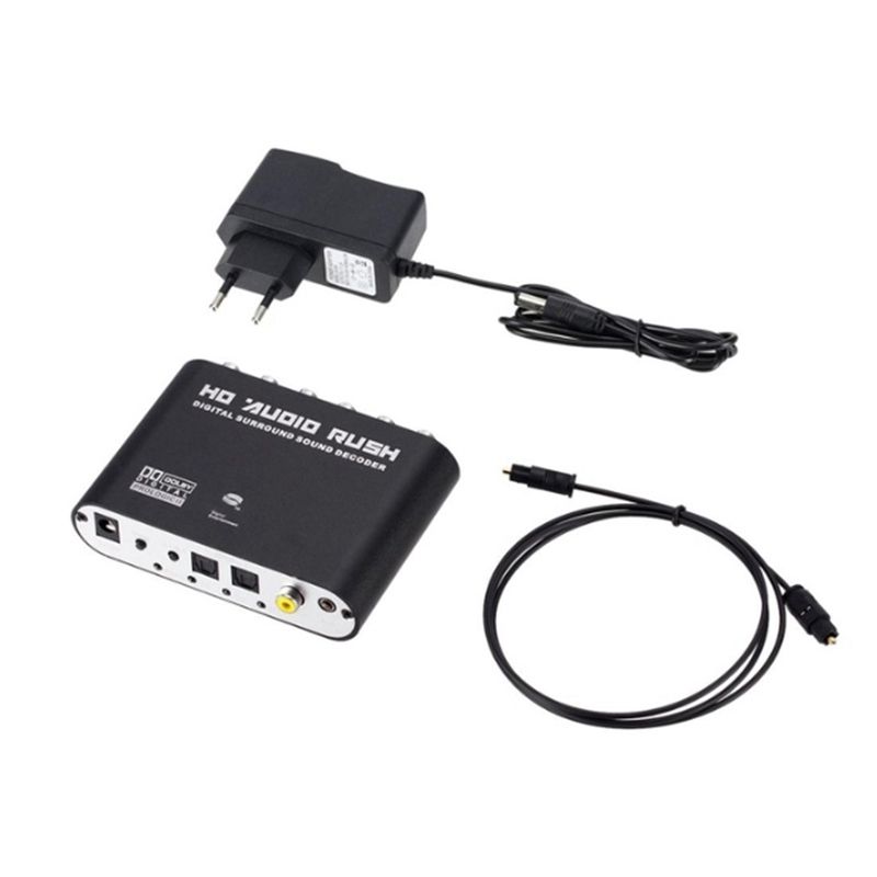 Digital to Analog 5.1 Channel Stereo Converter Optical SPDIF Coaxial AUX 3.5mm Sound Decoder Amplifier-EU Plug