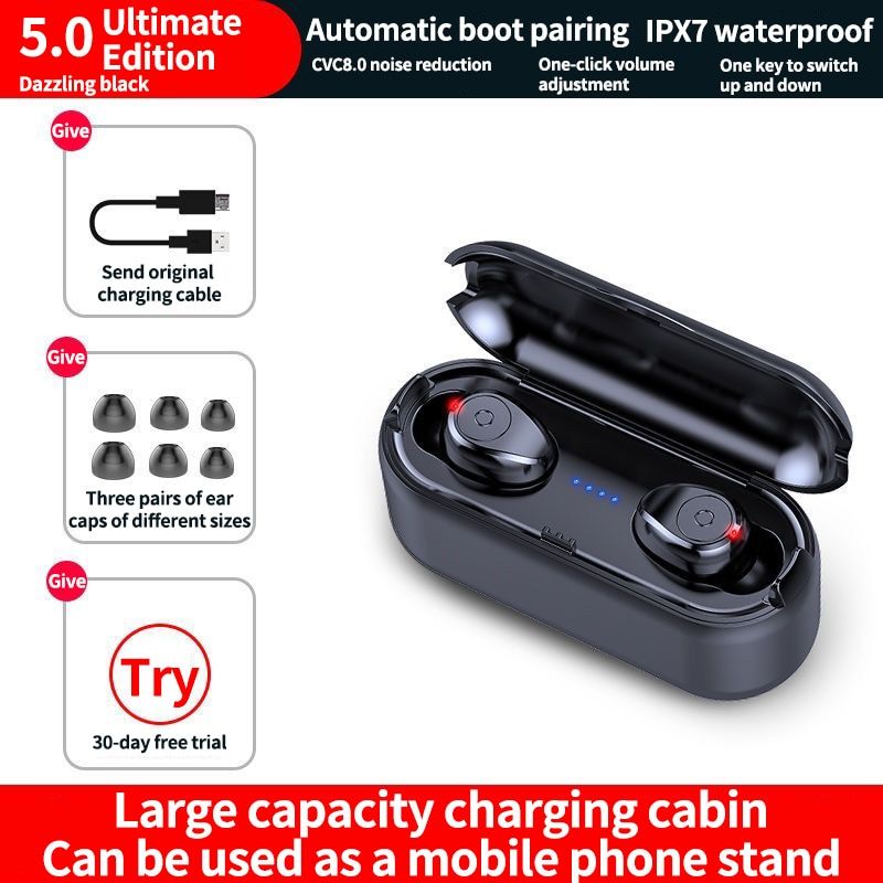 Hussain Bluetooth Wireless Earphone Hifi Wireless Stereo Earphones Waterproof Headphone TWS Bluetooth Earphone With Microphone
