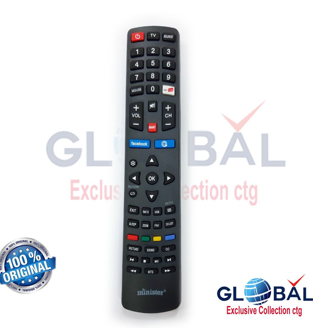 Minister LED  Smart Android TV Remote with Facebook button  মিনিস্টার সব এলইডি টিভি এই রিমোট দিয়ে চলবে Compatible Master  Remote Control Works for All Minister TV,
