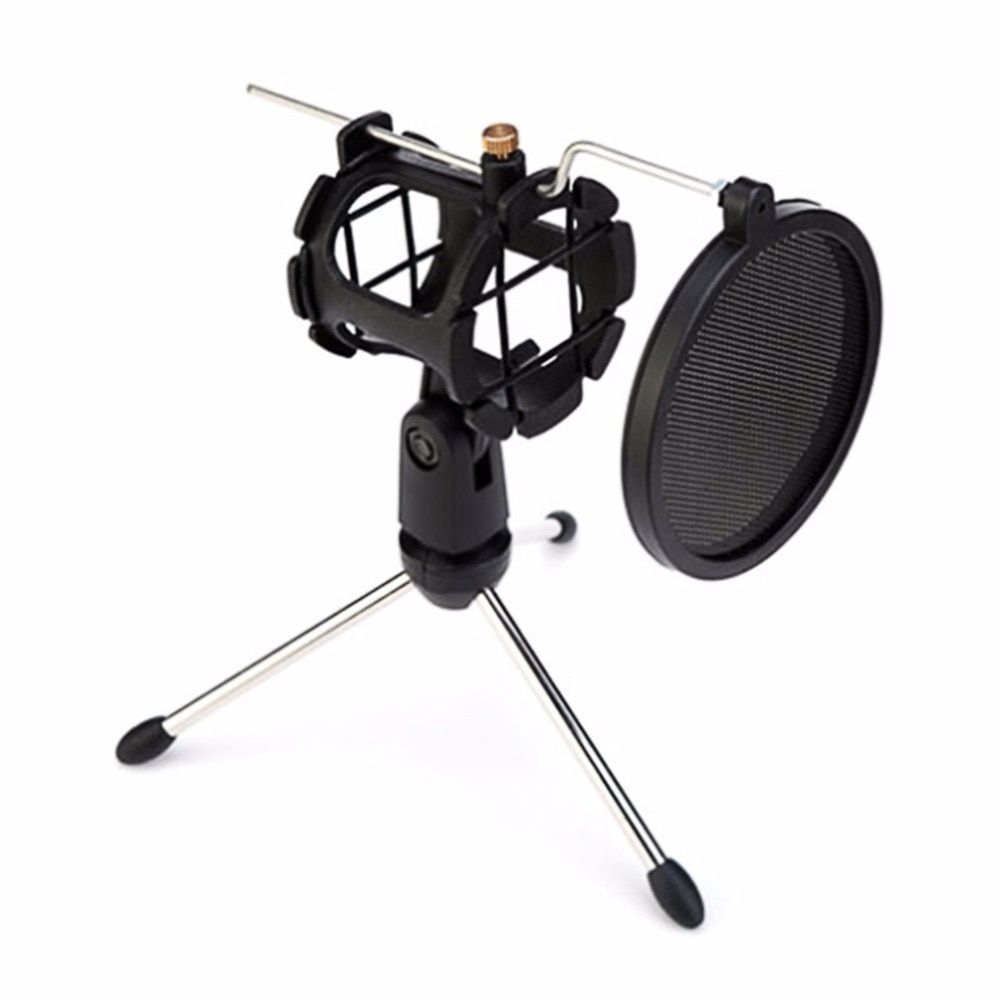 Studio Microphone Trid Stand Foldable Desktop Microphone Bracket with Shock Mount Mic Holder Clip and p Fir