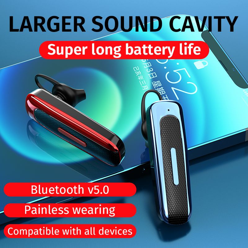 Handsfree Business Bluetooth Headphone Wireless Earphone Stereo Ear Hook Headset for Driving Traveling Working