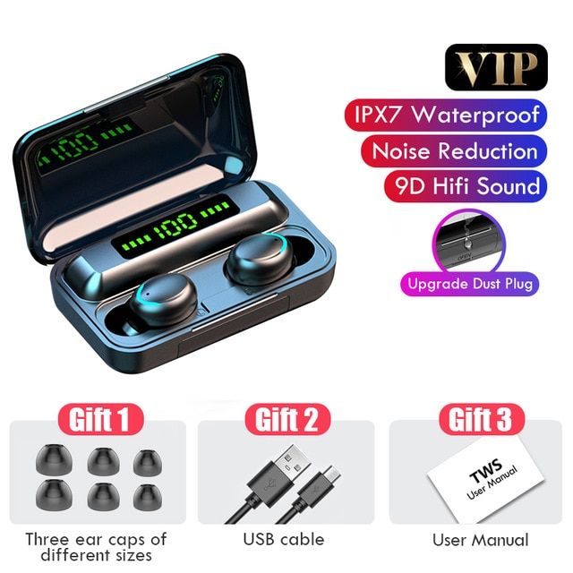 Oringinal TWS Bluetooth 5.0 Wireless Earphones With Mic Wireless 9D HiFi Stereo Earbuds Touch Control Sport Waterproof Headsets