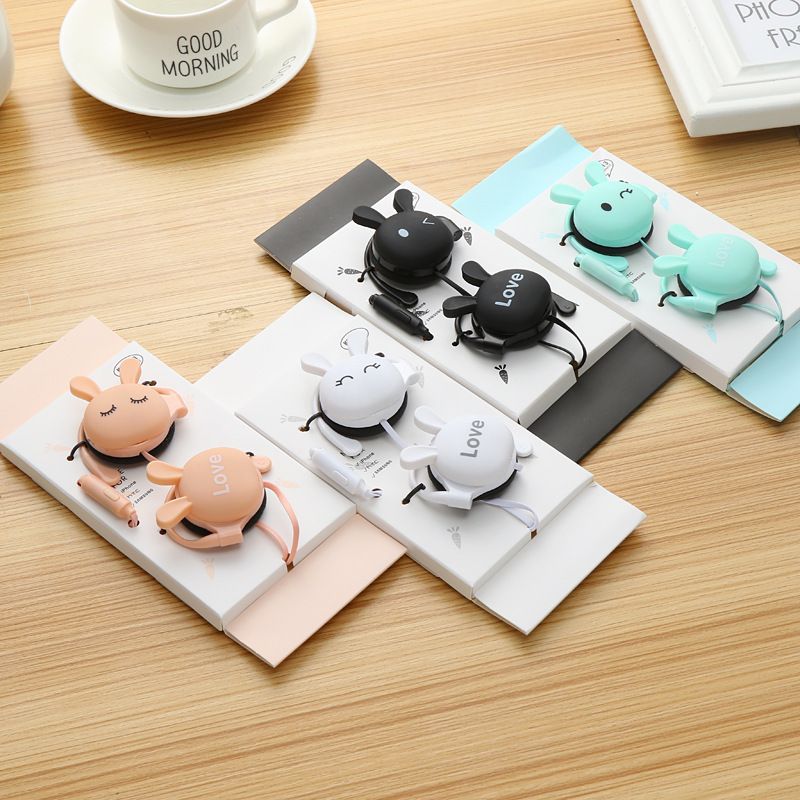 New Cute Student Headphones Cartoon Cute Rabbit Wired Headphones