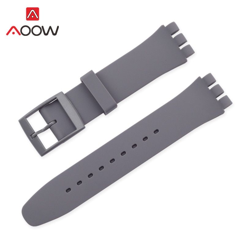 Colorful Silicone Watchband for Swatch Watch 12mm 16mm 17mm 19mm 20mm Rubber Replace Bracelet Strap Band Accessories Pink Black