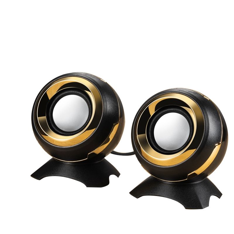 Q8 USB Wired Computer Speakers Bass Horns for Laptop Desktop Phone Powerful Speaker Audio Multimedia Loudspeaker-Black Gold