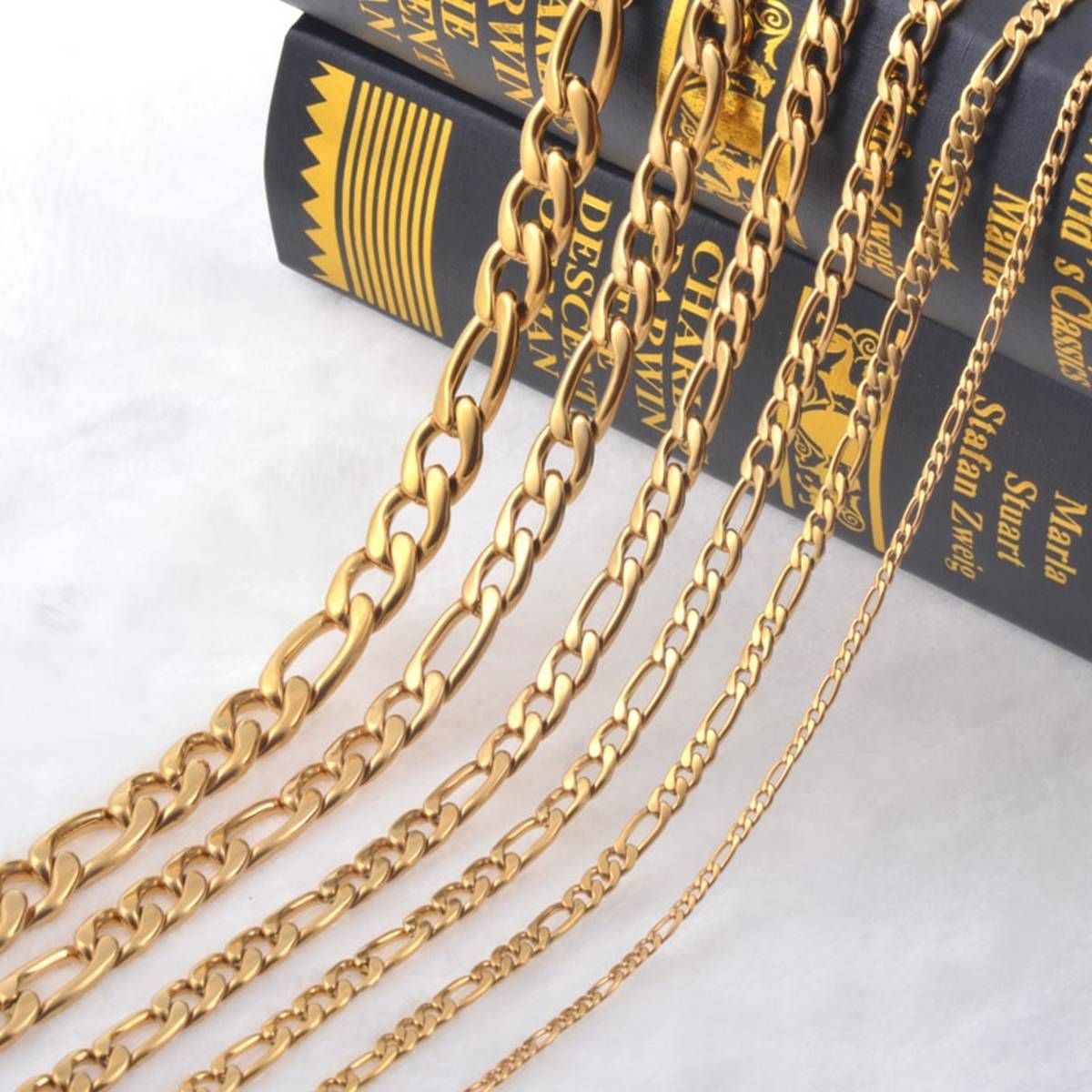 4.5mm(Width) Stainless Steel Necklace Men Gold Color Stainless Steel Chain Necklace 3:1 Link Chain Men Jewelry