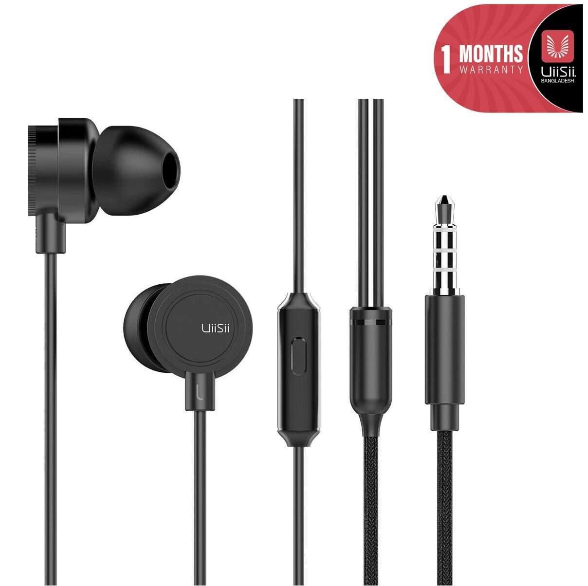 UiiSii HM13 Wired In-Ear Heavy Bass Headphones with Mic - Black