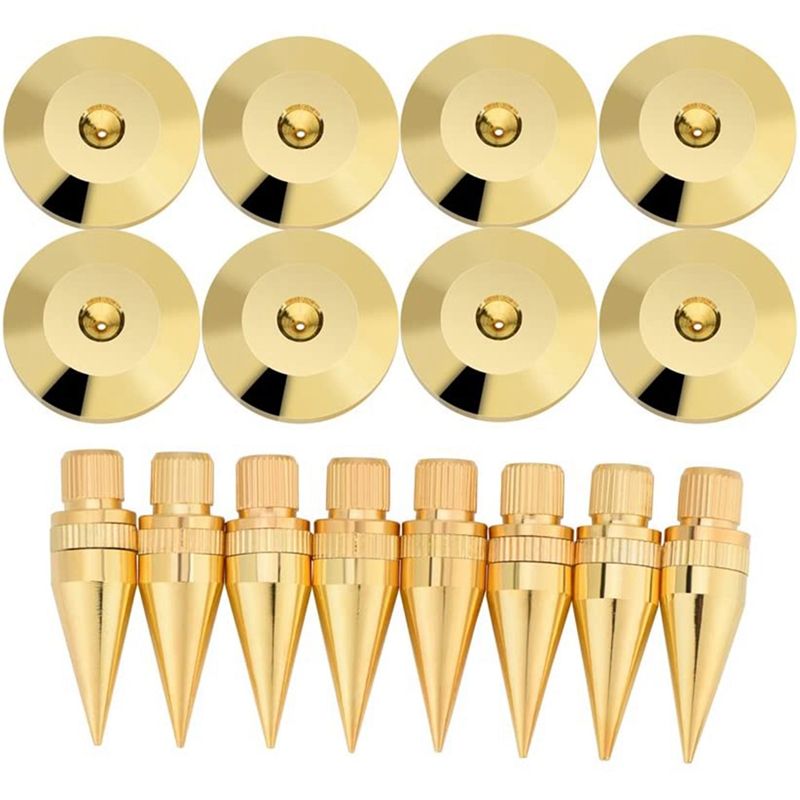 8 Pairs Copper Speaker Spike Isolation Stand with Base Pad Feet Mat for Speaker, Amplifier, DVD Player, Recorder