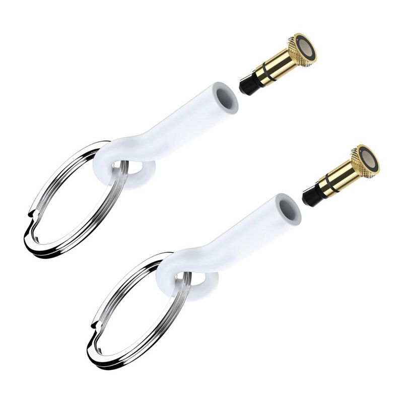 2X Mini Keychain Remote Control 3.5mm Jack Dustproof Plug Smart IR Controller Adapter for iPhone IOS White + Gold