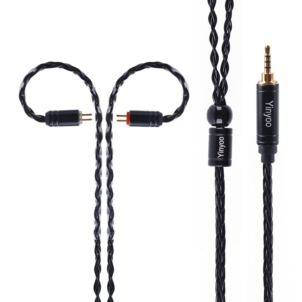 AK Yinyoo 8 Core Upgraded Silver Plated Copper Cable 3.5 2.5mm Earphone Cable With MMCX 2Pin For ZSTZS10AS10ZSX C12 V2 BLON TRN