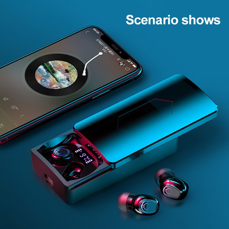 TWS Bluetooth 5.0 Headset 10000mAh Charging Box Wireless 9D Stereo Sports Waterproof Earplugs