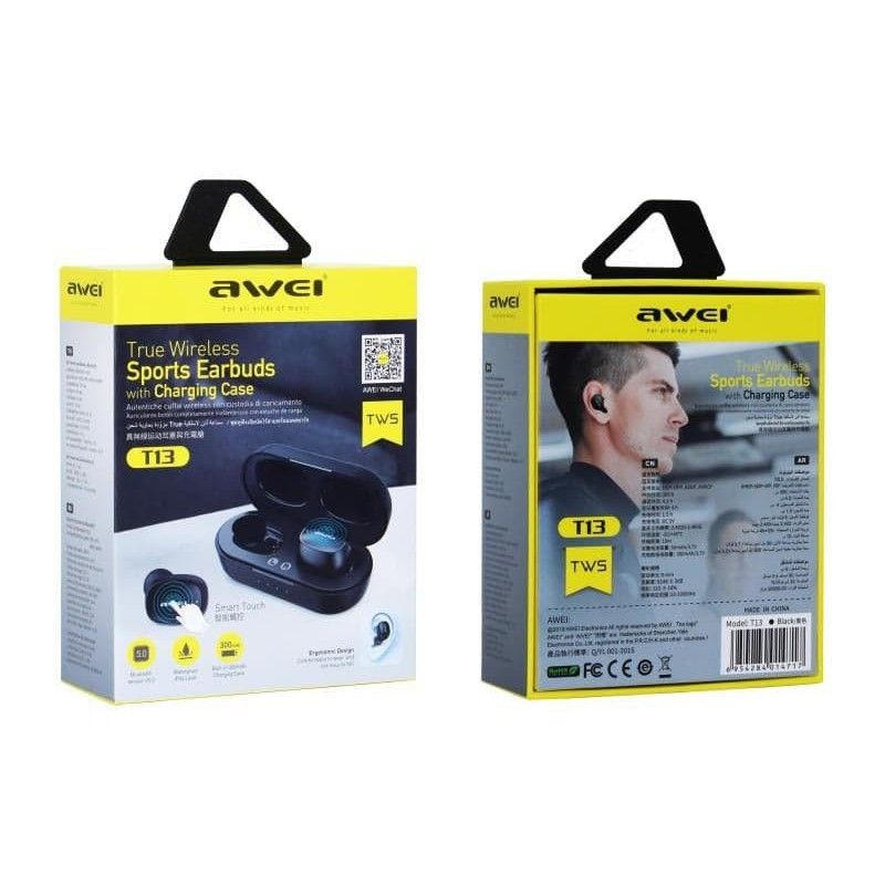 AWEI T13 Touch Control Wireless Sports EarBuds - black