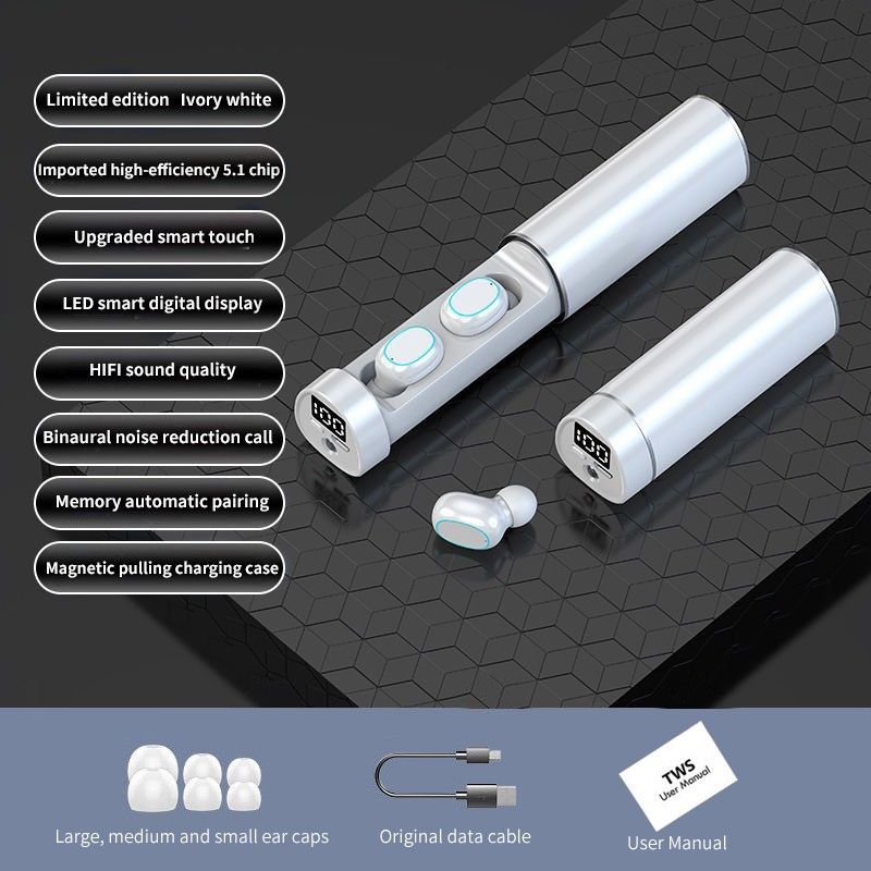 TWS N21 Bluetooth Earphone Pull-out Wireless Earphone True Stereo Touch Control Sport Earbuds With Microphone