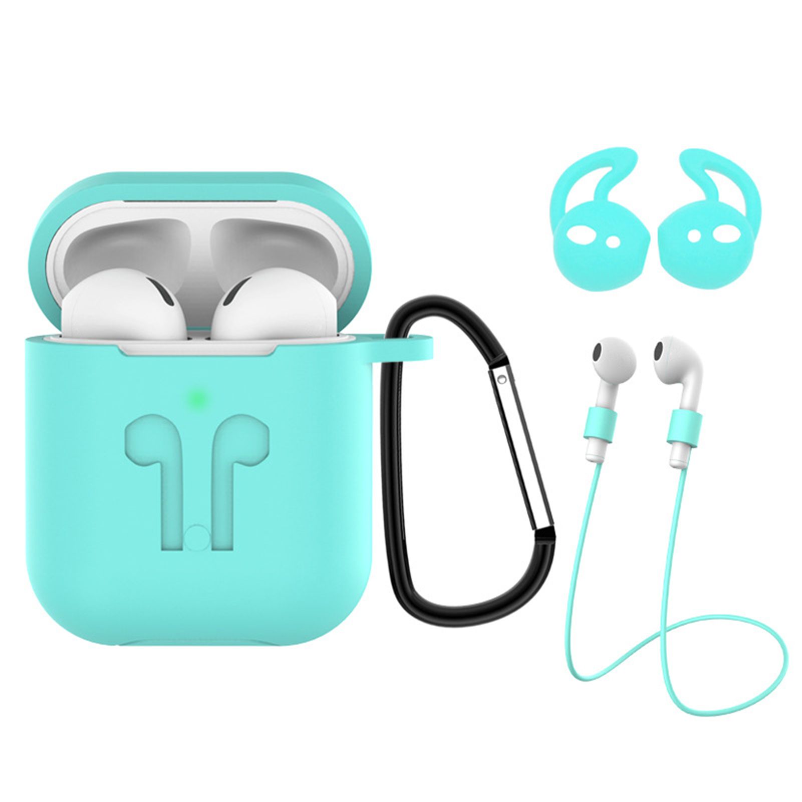 Anti-scratch Soft Silicone Earphone Case Lanyard with Buckle for AirPods 1/2