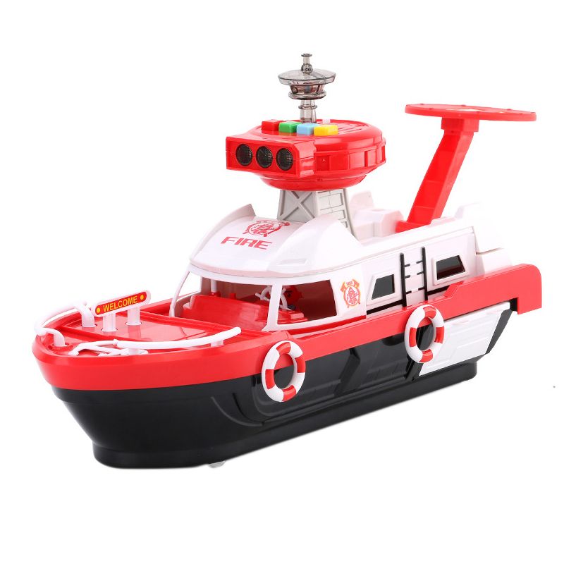 Kids Toys Simulation Track Boat Diecasts & Toy Friction Vehicles Music Story Light Toy Ship Model Toy Car Parking Red