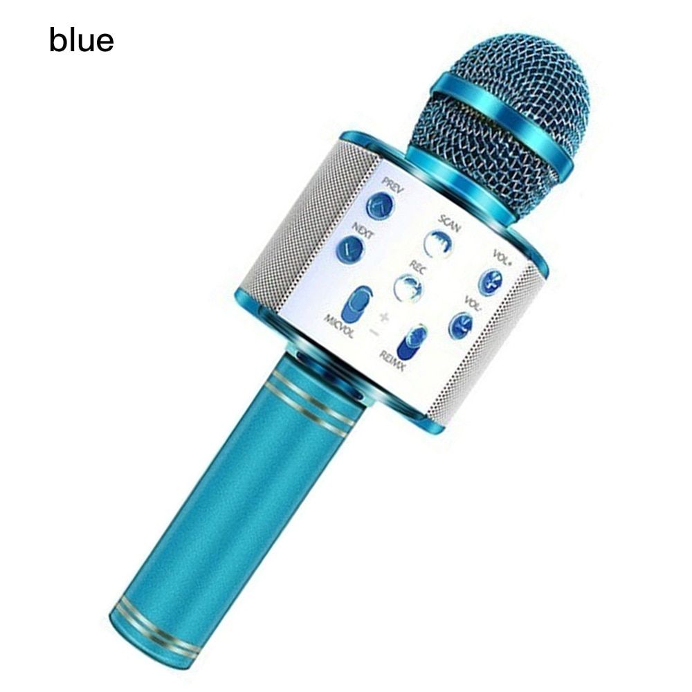 WS858 Portable Bluetooth Karaoke Microphone Wireless Professional Speaker Home KTV Handheld Microphone For iPhone Android PC Microphone Black