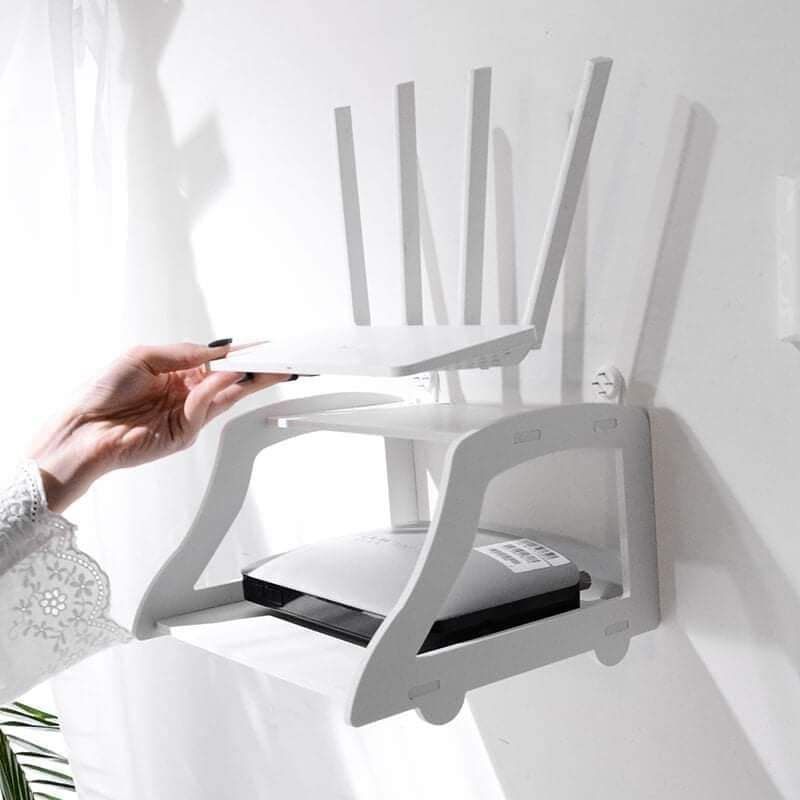 Wifi Router Stand Shelf Double Layer Wall Mounted Shelf- 1pc
