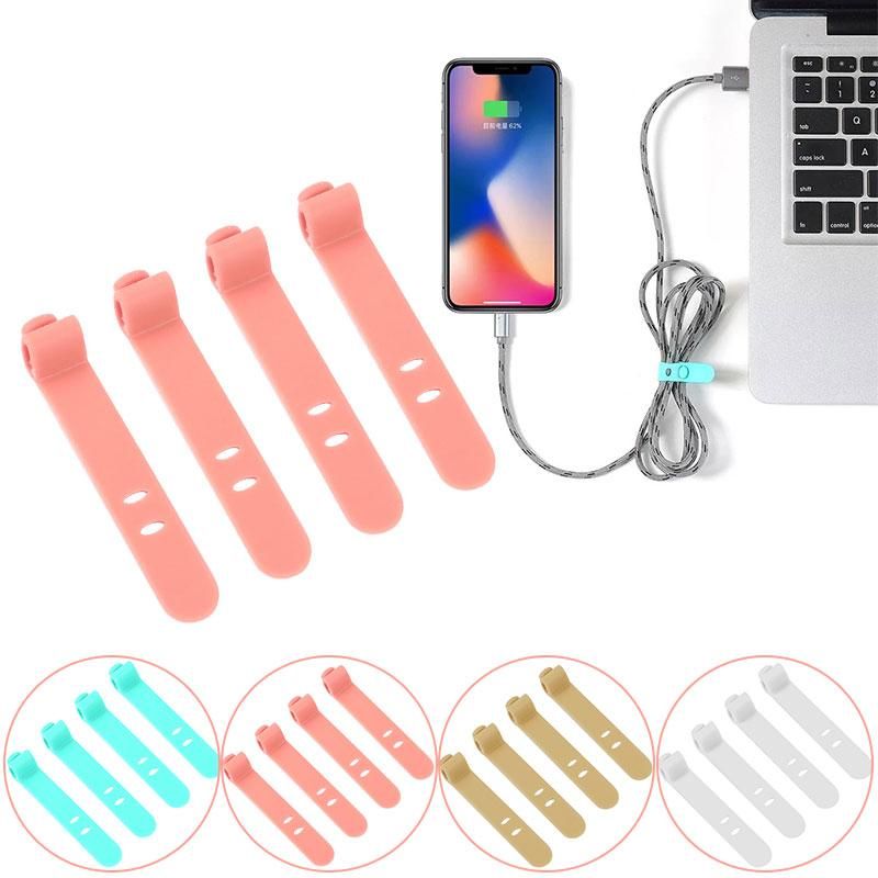 【MIGAPALAZA】 Data Calbe Winder Random Color 4pcs/Lot Silicone Multifunction Organizer Cord Computer Headphone Wire Universal Cartoon Charger Headphone Protective Sleeve Data Cable