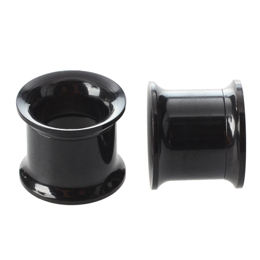 Black Steel Gauge Earring Punk Flesh Tunnel Ear Plugs Rimmed Flat Style Type:393 - Rimmed Black Tunnel Amount:Pair (10mm)