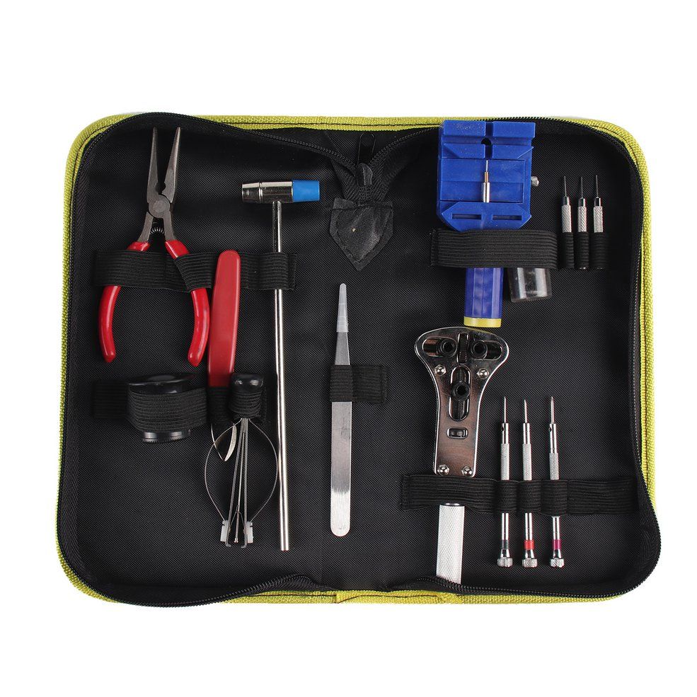 Compact 17Pcs Watch Repair Tools Kit Screwdriver Remover With Carrying Case