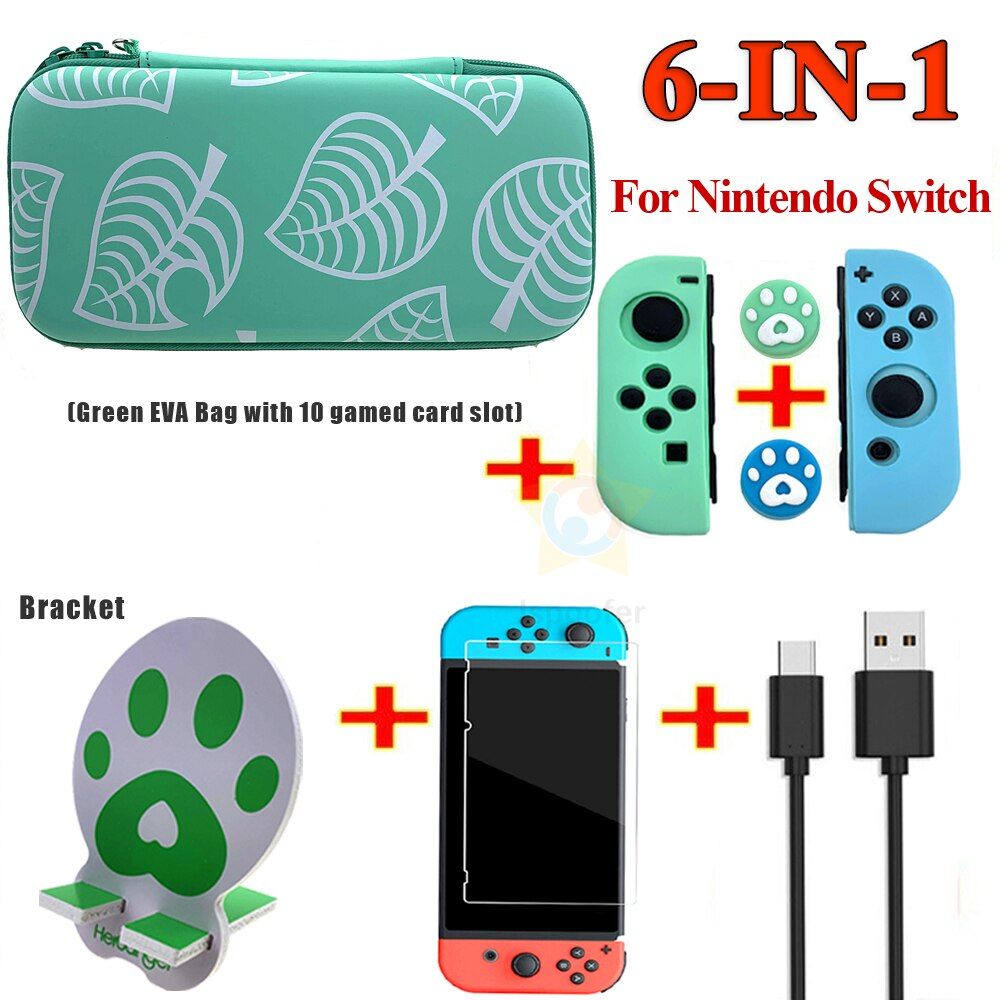 7IN1 Portable Storage Bag for Nintend Switch Console Travel Carrying Case for NS Game Card Case Accessories Charging Cable