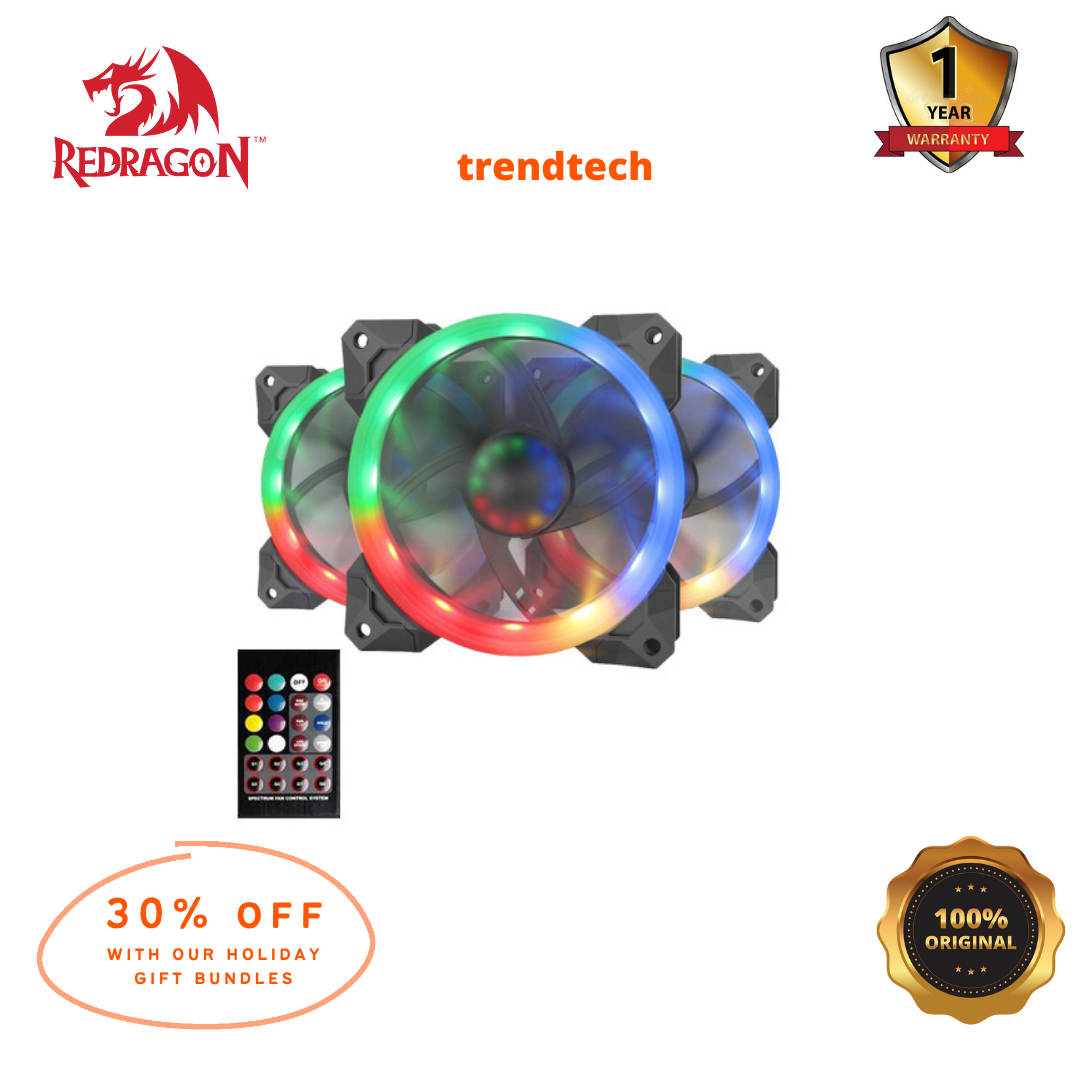 REDRAGON GC-F009 RGB 3 IN 1 CASE COOLING FAN WITH REMOTE CONTROL