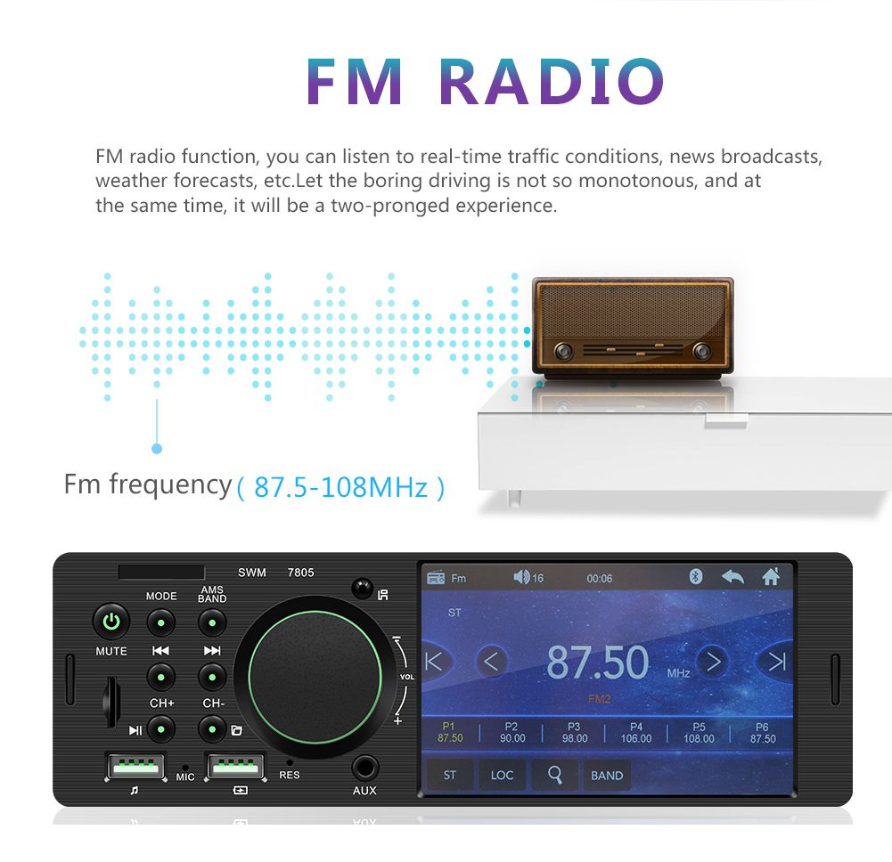 New upgrade 7805 1Din 4.1 Inch Touch screen TFT Car Stereo MP5 Player FM Radio BT4.0 AUX RCA with Xiaomi Remote Control