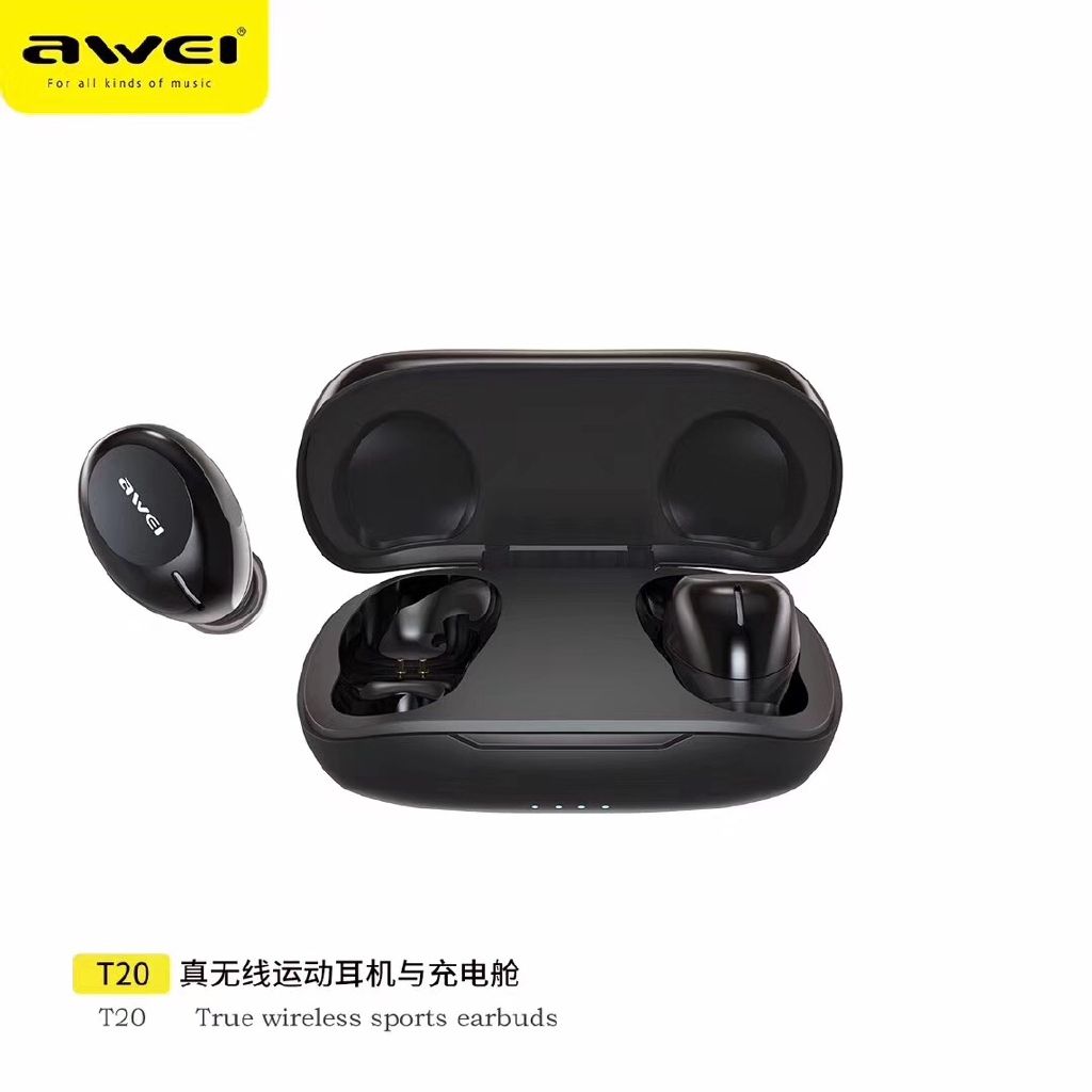 AWEI T20 TWS Wireless Bluetooth 5.0 Earphone HiFi Bass In Ear Earbuds Smart Touch Waterproof Sports Headsets with Mic