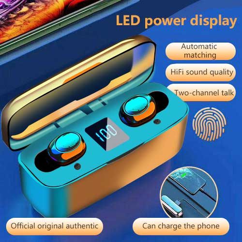 F9 TWS Bluetooth 5.0 headset stereo wireless headset button version Earphones Wireless Headphones Mini Earbuds Headset Waterproof TWS high wear resistance Geartronic