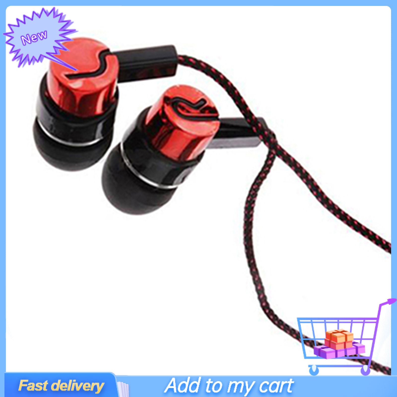 Headset Stereo Noise Reduction TPE 3.5mm In-ear Wired Stereo Braid Earphone for Dormitory