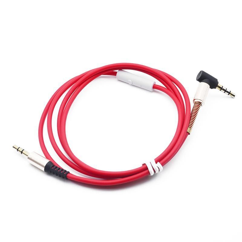 1m AUX Male to Male Gold-plated Audio Cable Cord With Mic 3.5mm spring protect