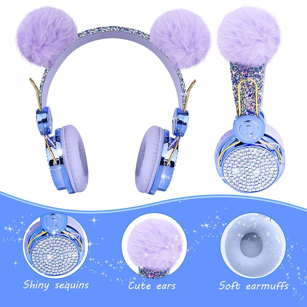 Ecocc【In stock】 Cute Cat Ears Headset Bluetooth 5.0 Blue Stereo Wireless Gaming Headphone With Mic Microphone LED Light Earphone For Girls Kids Multifunctional, universal and efficient