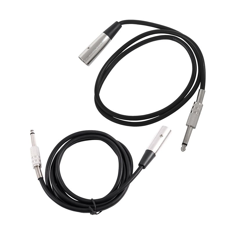 2pcs XLR 3 Pin Plug To 6.35Mm 1/4 Inch Male Mono Jack Plug Cable - 1 Meter(Approx3.3 Feet) & 1.8 Meter (Approx 6 Feet)