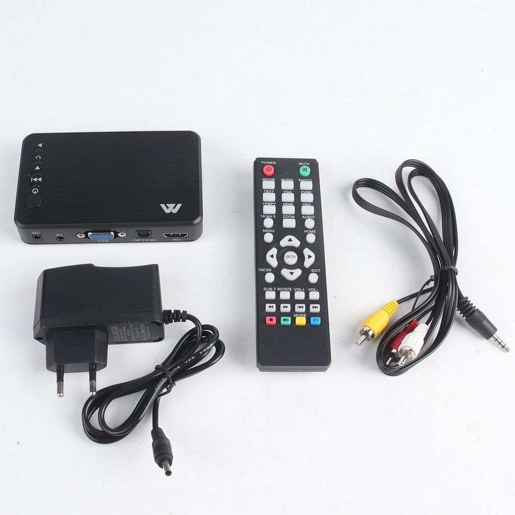 Full Hd 1080P Hdmi-Compatible Vga Av Usb Card Mini Multimedia Player H7 Black Eu Plug