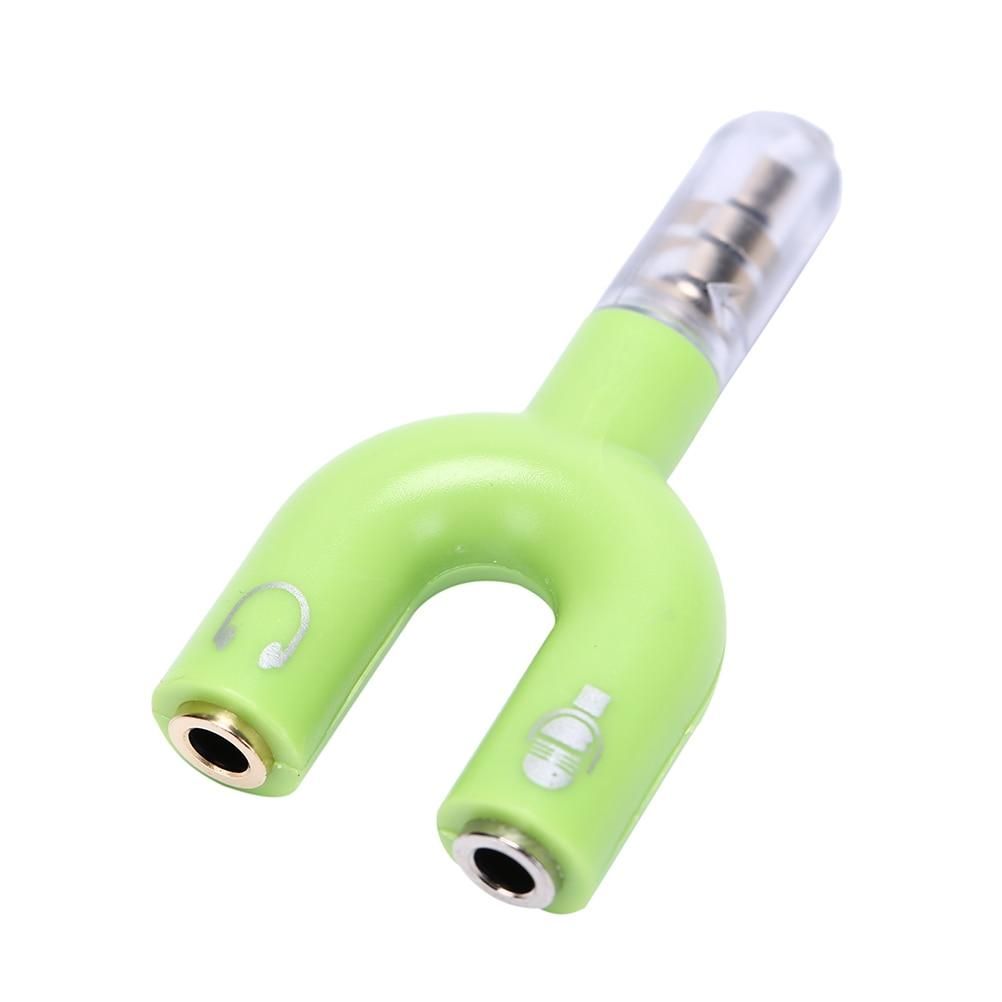 Music Listening Dual Splitter 3.5mm Audio Converter-Green