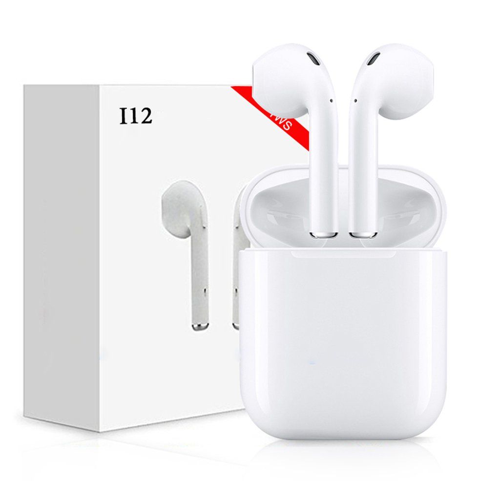 I12 V5.0 Waterproof Earphones Noise Reduction In-Ear Earphones - White