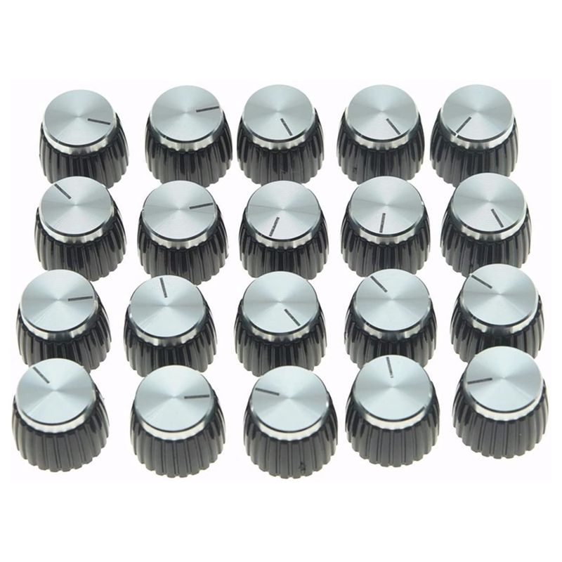 20Pcs Guitar AMP Amplifier Push on Fit Knobs Aluminum Cap Top Fits 6Mm Diameter Pots Marshall Amplifiers