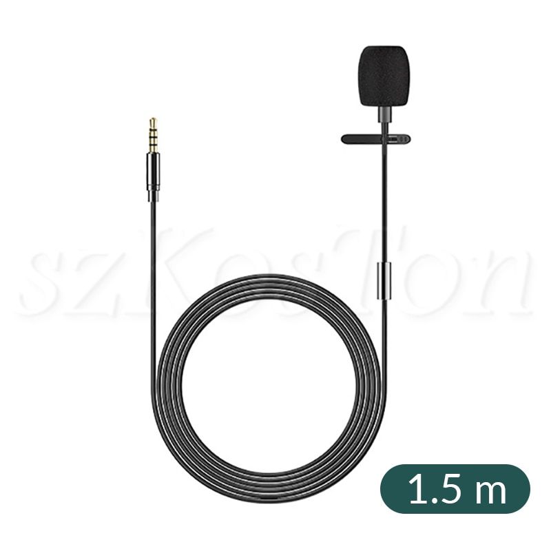 Portable Clip-on Lavalier Microphone Mini Condenser Microphone for Phone PC Computer Audio 3.5mm Collar Lapel Mic with Earphone Blue