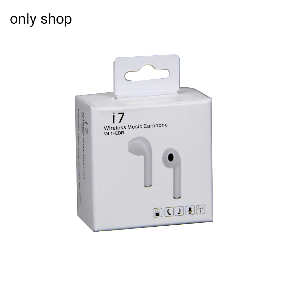 TWS i7 - Bluetooth Stereo Earbuds Headphones with Mic - White