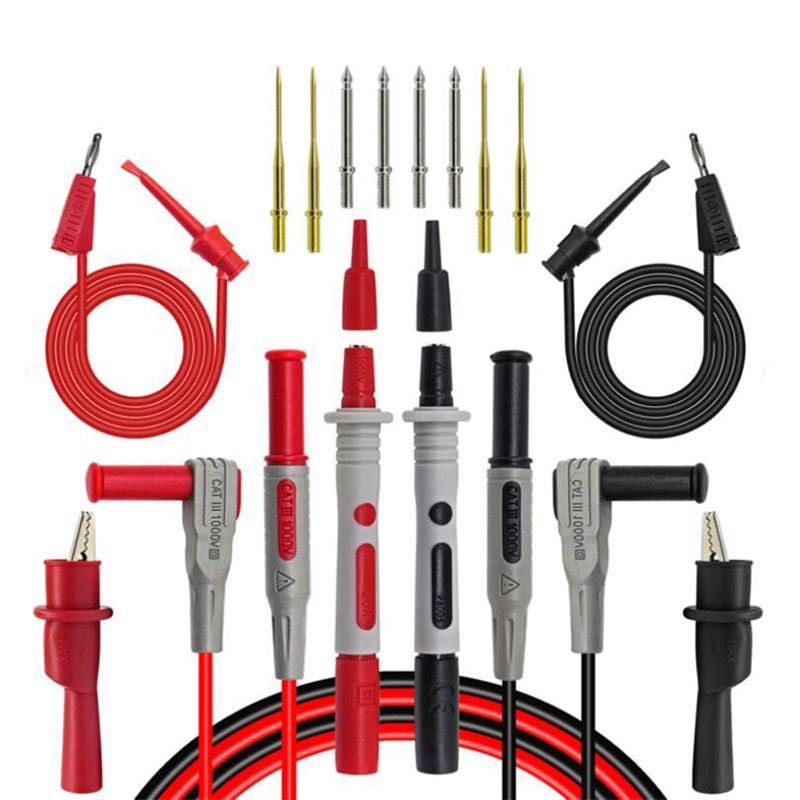 P1308B 18 in 1 Test Lead Kit Probe Banana Plug to Test Hook Cable Replaceable Multimeter Probe Test Wire Alligator Clip