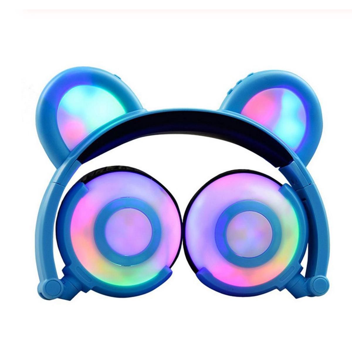 Adjustable Folding Cartoon Fancy Bear Shape Stereo Glow Music Bass Charging Ears Headset