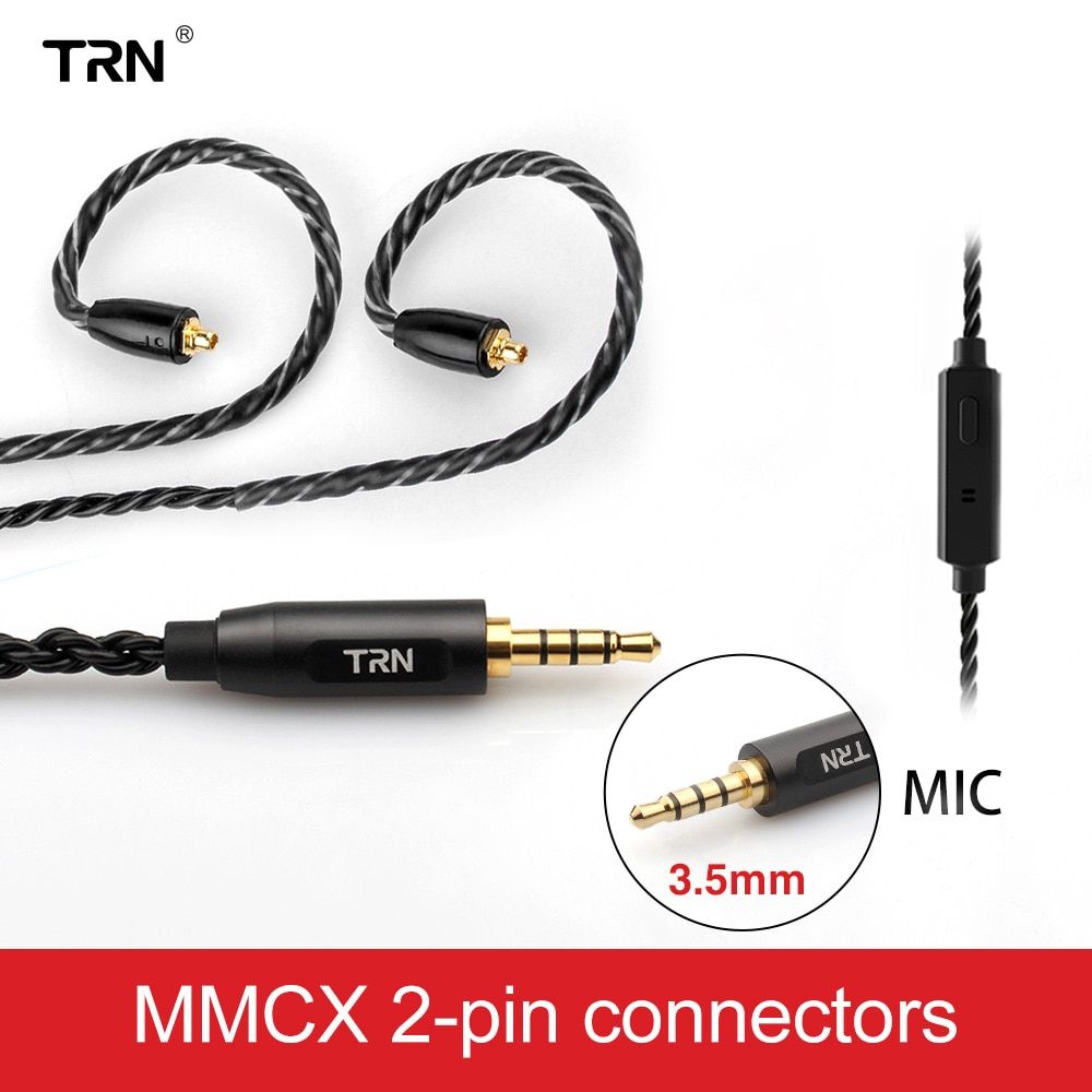 TRN A3 6 Core  Braided Silver Plated Cable HIFI Earphone MMCX/2Pin Connector Use For TRN V90  V10/V20/V60 V30 V80 IM1 IM2 X6 TFZ