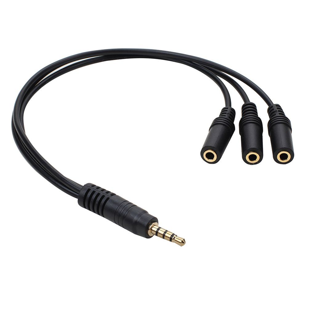MA 3.5mm 1 To 3 Splitter Cable Male To 3 Female Jack Socket Splitter Audio Cable - Black
