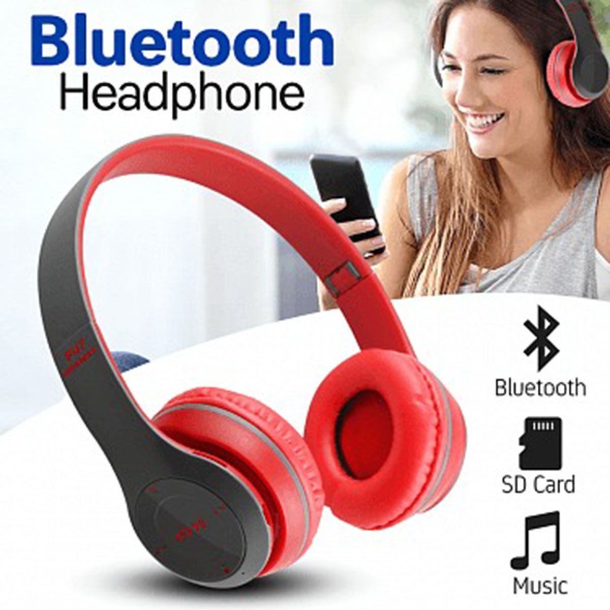 P47 Wireless Bluetooth Headphone Stereo Earphone with SD Card Slot