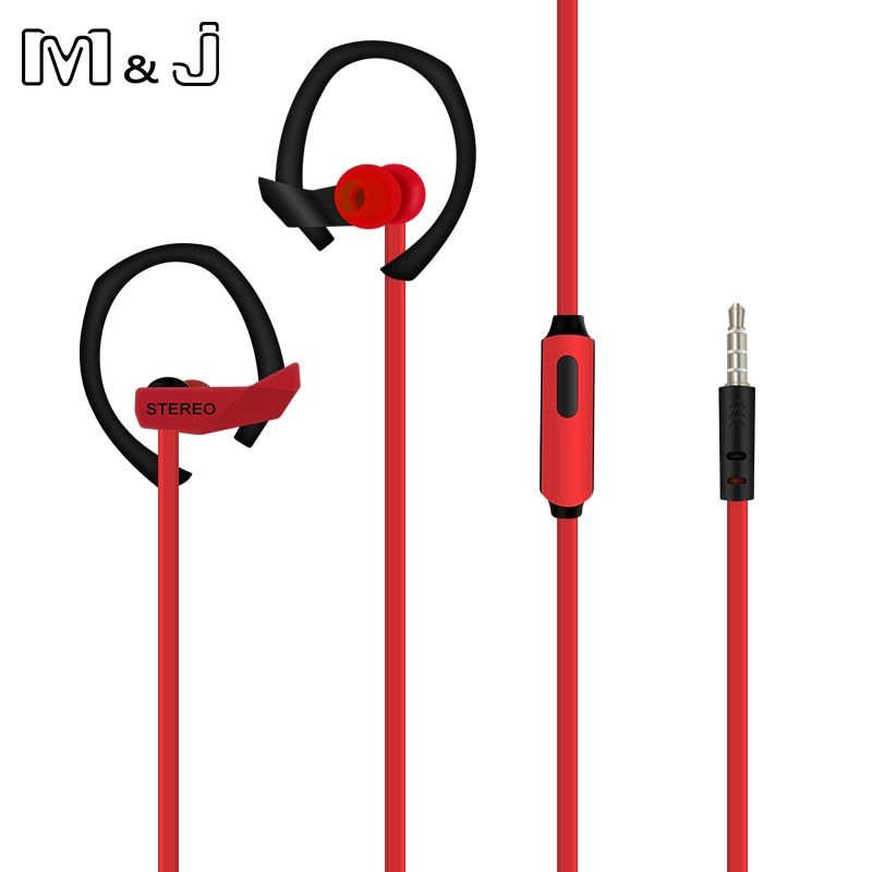 M&J M05 3.5mm Super Bass Wired Sport Headphone Stereo Running Headsets With Microphone For PC Iphone Samsung Xiaomi