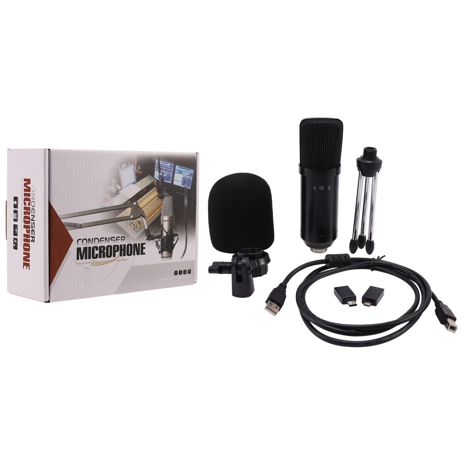 Professional USB Condenser Microphone BM-750USB Wired Microphone Mobile Computer Live Microphone K Song Chat Game Recording Microphone for Mobile Phone Computer Live Broadcast