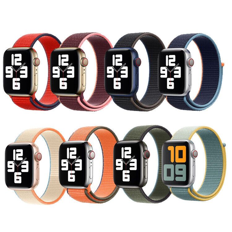 2021 New Color Band for Apple Watch Band 7  6 SE 5 4 3/2/1 Bands 41mm38mm 42mm Replacement Sport Loop for Apple Watch7 6 SE 4 3 2 1 40mm 44mm 45mm Nylon Soft Loop