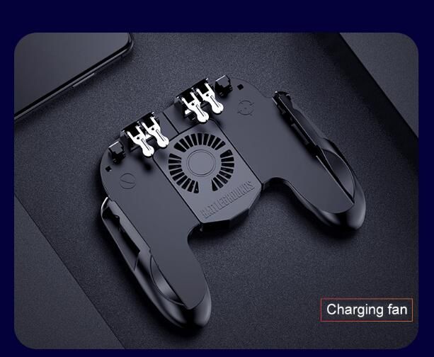 H9 Six Finger Pubg Controller Gamepad Joystick Pubg Mobile Trigger L1R1 Shooter Joystick Game Pad Phone Holder with Cooler Fans