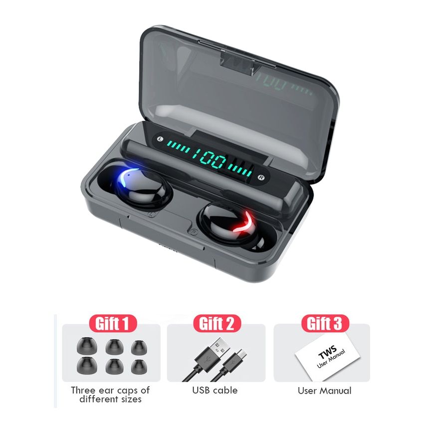 TWS Bluetooth Earphones 2200mAh Charging Box Wireless Headphone Fone 9D Stereo Sports Waterproof Earbuds Headset with Microphone