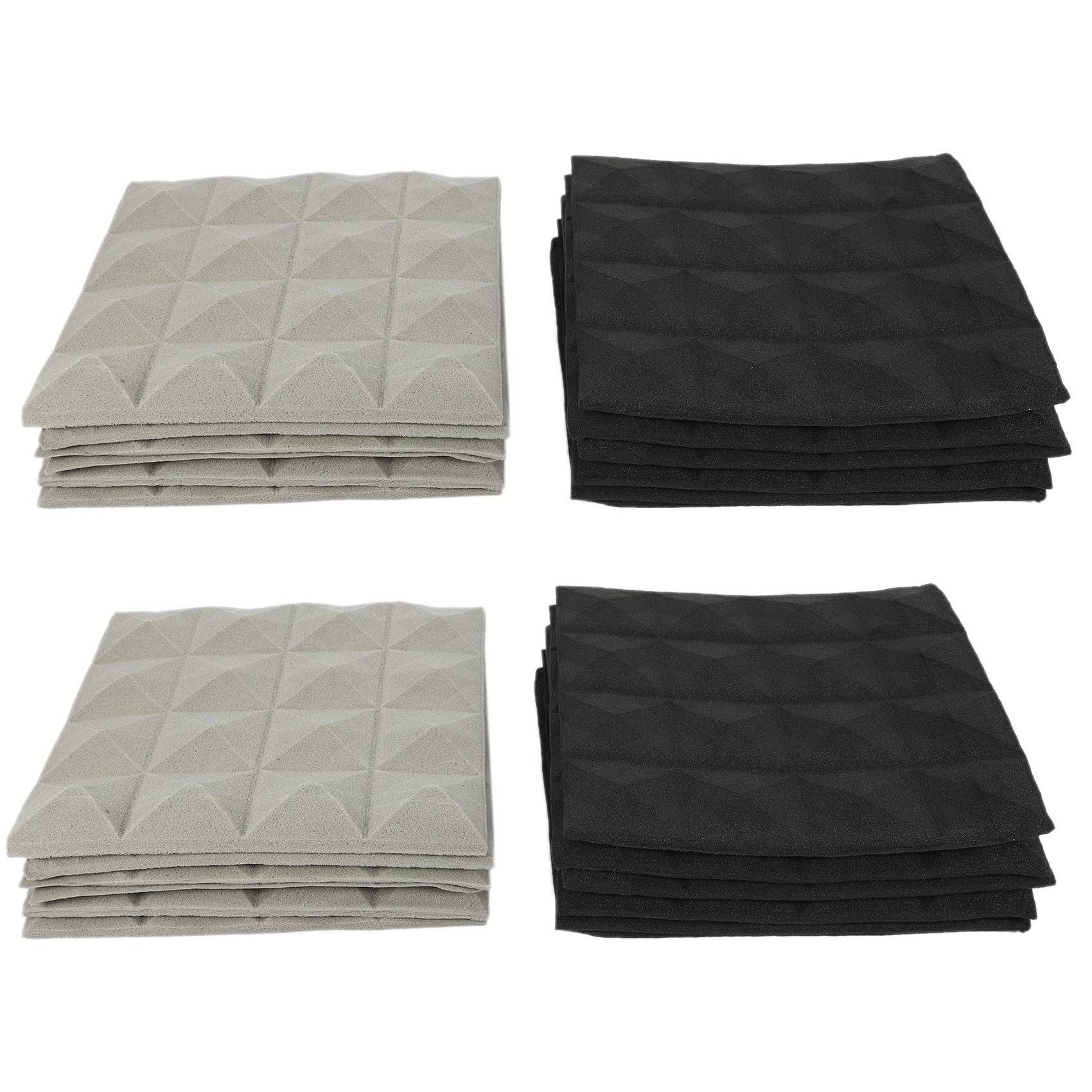24X Charcoal Acoustic Foam Tiles Soundproofing Foam Panels Studio Sound Padding 2 x 10 x 10 Inch(Black+Grey)